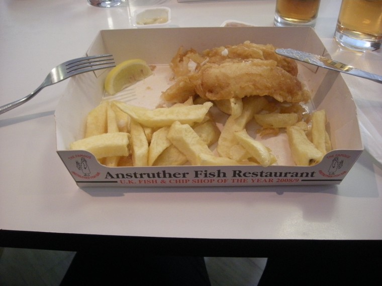 I just couldn't wait to start eating for the photo to be taken...hence my half-eaten fish...